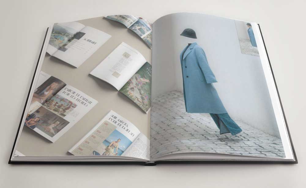 Portfolio d'un étudiant en design graphique, montrant des réalisations de concept visuel sur fond beige