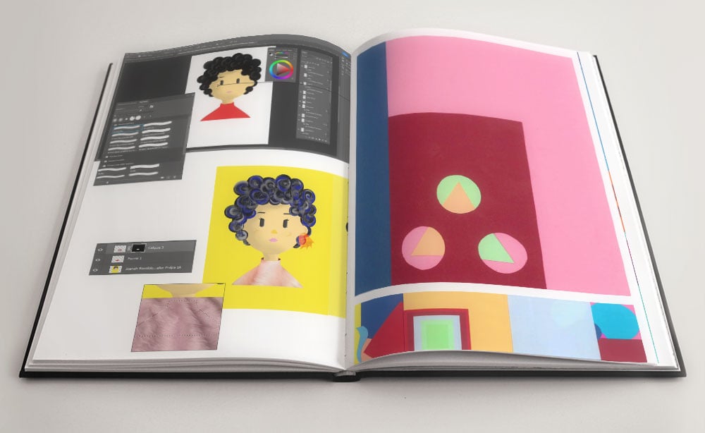 Book, atelier, prépa, manaa travaux des étudiants à la peinture dessin et PAO